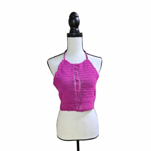 NWT Forever 21 Magenta Sweater Halter Top Size M - Picture 1 of 6